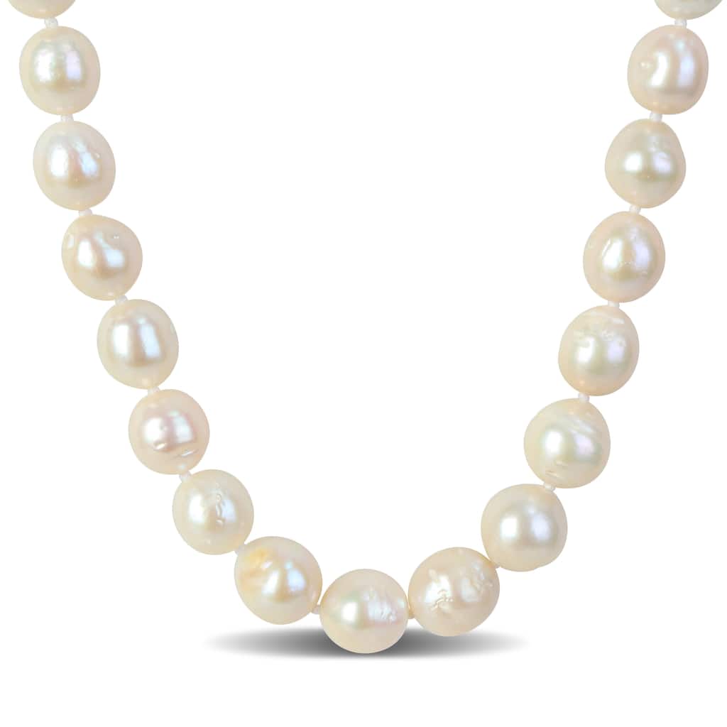 Miadora 9-11mm Cultured Freshwater Edison Pearl Necklace Ball Clasp in Goldtone - 18 in