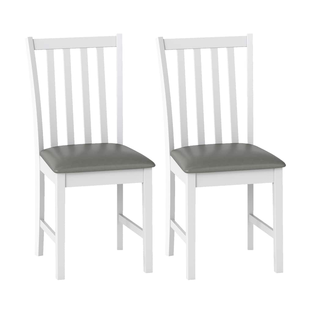 Set of 2 Upholstered Dining Chairs with PVC Leather Seats and Rubber Wood Legs Kitchen Chairs - 16" x 20" x 36"