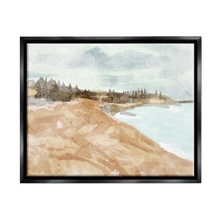 Stupell Abstract Sandy Beach Coastal Landscape Framed Floater Canvas ...