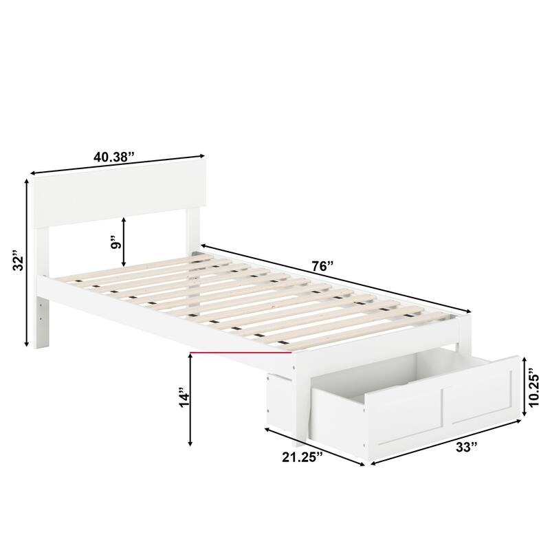 AFI Boston Platform Bed with Foot Drawer