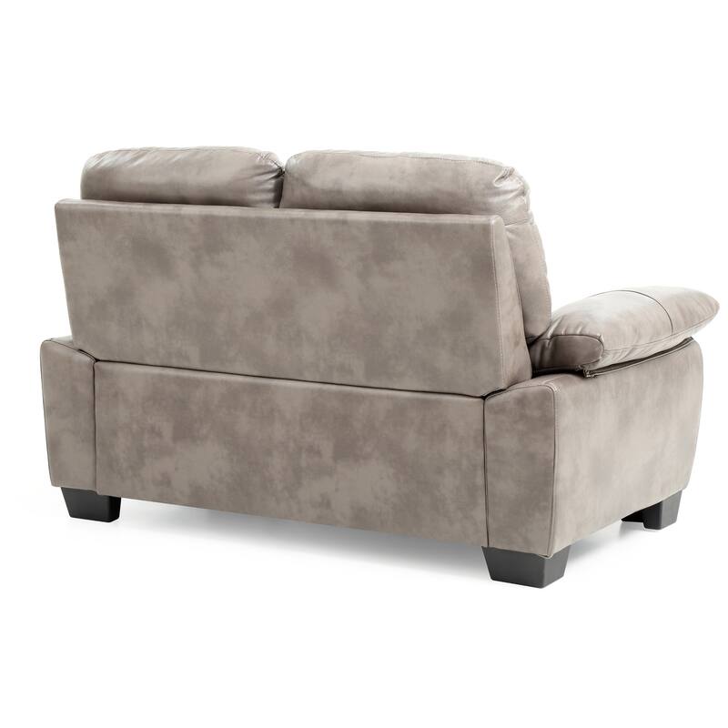 Flared Padded Arm Faux Leather Straight Sofa - 59" - Gray