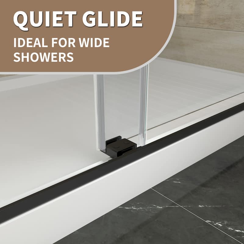 56-60" x 74" Frame Double Sliding Shower Tub Door with SGCC tempered Glass in Black - 60*74