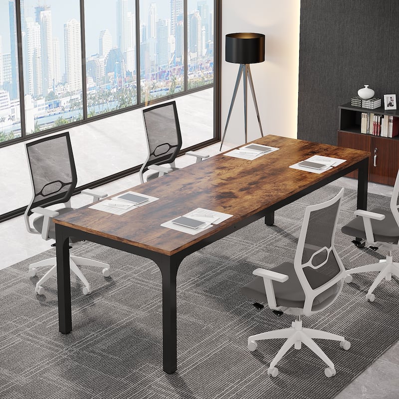 6.5FT Rectangle Conference Meeting Seminar Business Table - Brown+Black