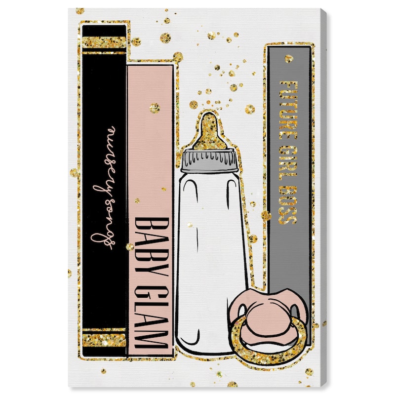 Wynwood Studio Canvas Fashion and Glam Baby Glam Books Black and Light Pink Glam Wall Art Canvas Print