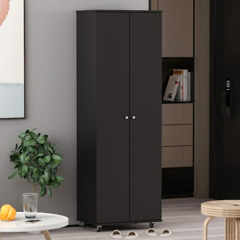Timechee 71"H Tall Storage Cabinet, 8-Tier Shoe Rack with Wheels