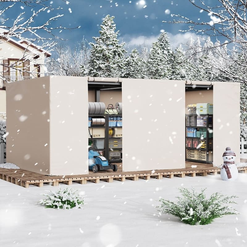 Outdoor Louvered Pergola with Optional Winter Cover – Adjustable Hardtop Gazebo, Steel Frame