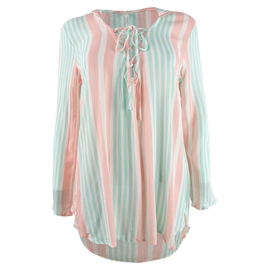 Shop Raisins Women S Coco Striped Lace Up Hoodie Dress Swim Cover