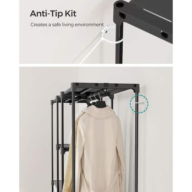 Freestanding Closet Organizer with Adjustable Shelves, Dual Hanging Rods and Storage Drawers