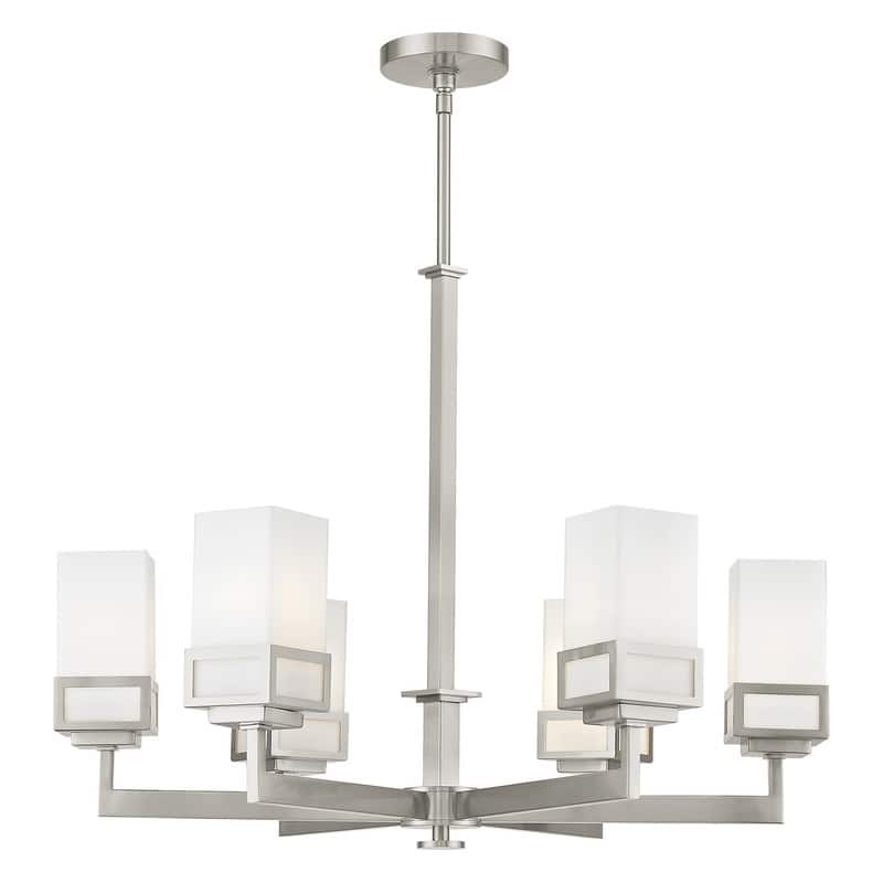 Livex Lighting 6-light Brushed Nickel Indoor Chandelier, 40196-91 - 28.5" D X 29.5" - 59.5" ADJ. H