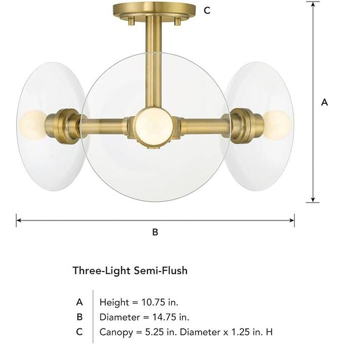 3 Light Semi Flush