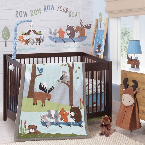 Shop Lambs Ivy Tippy Canoe 5 Piece Crib Bedding Set Blue Gray