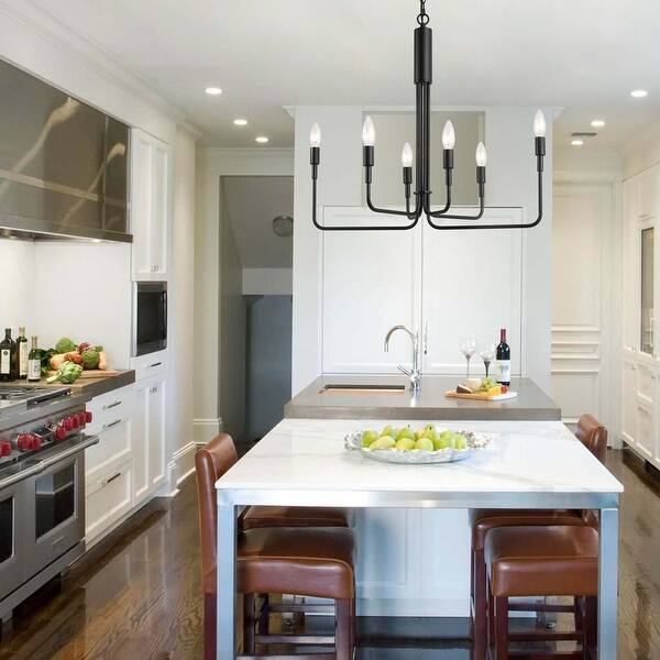 Shop Modern Contemporary 6 Lights Black Candle Island Chandelier Lighting For Kitchen L25 Xw13 5 Xh23 5 Overstock 31269317