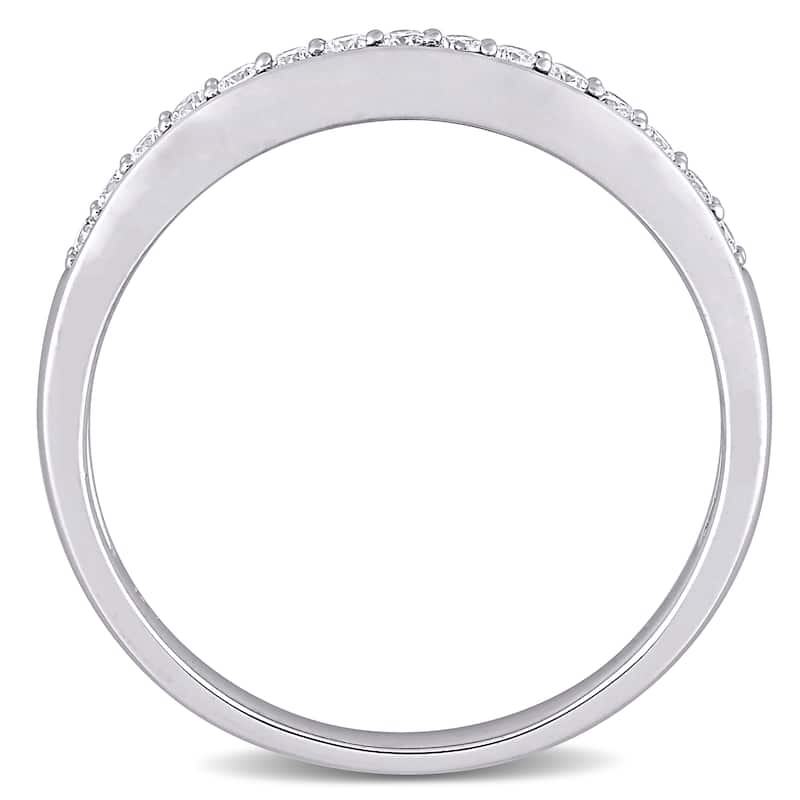 Miadora 10k White Gold 1/4ct TDW Diamond Anniversary Stackable Wedding Band Ring