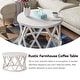 preview thumbnail 24 of 26, COZAYH Farmhouse End Table, Rustic Round Coffee Table with X-Motifs Legs, Wood Textured Top for Boho, French Country Decor
