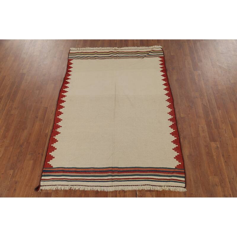 Nomadical Kilim Persian Vintage Area Rug Flatweave Wool Carpet - 4'5"x 6'2"