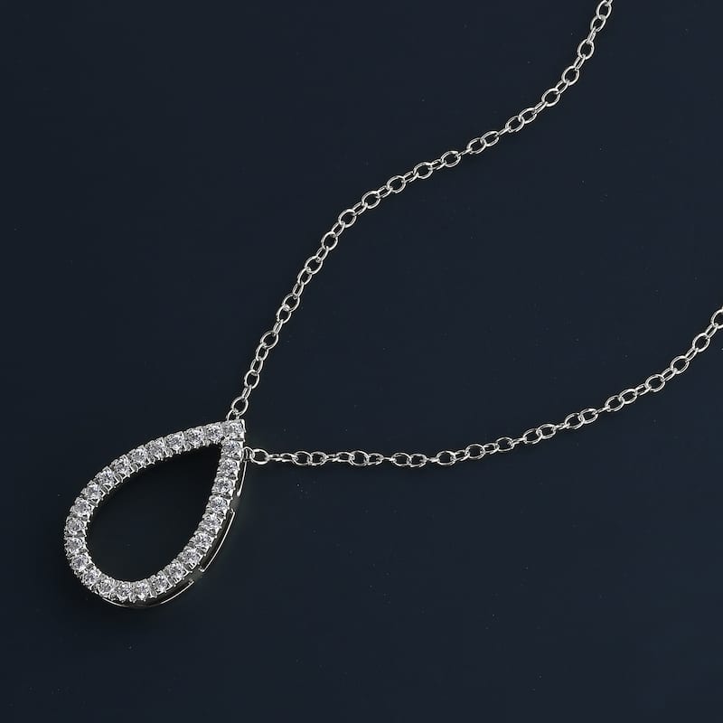 1/6ct - 1ct TDW 14K Gold Open Pear Diamond Pendant Necklace for Women - 1/4ct - White