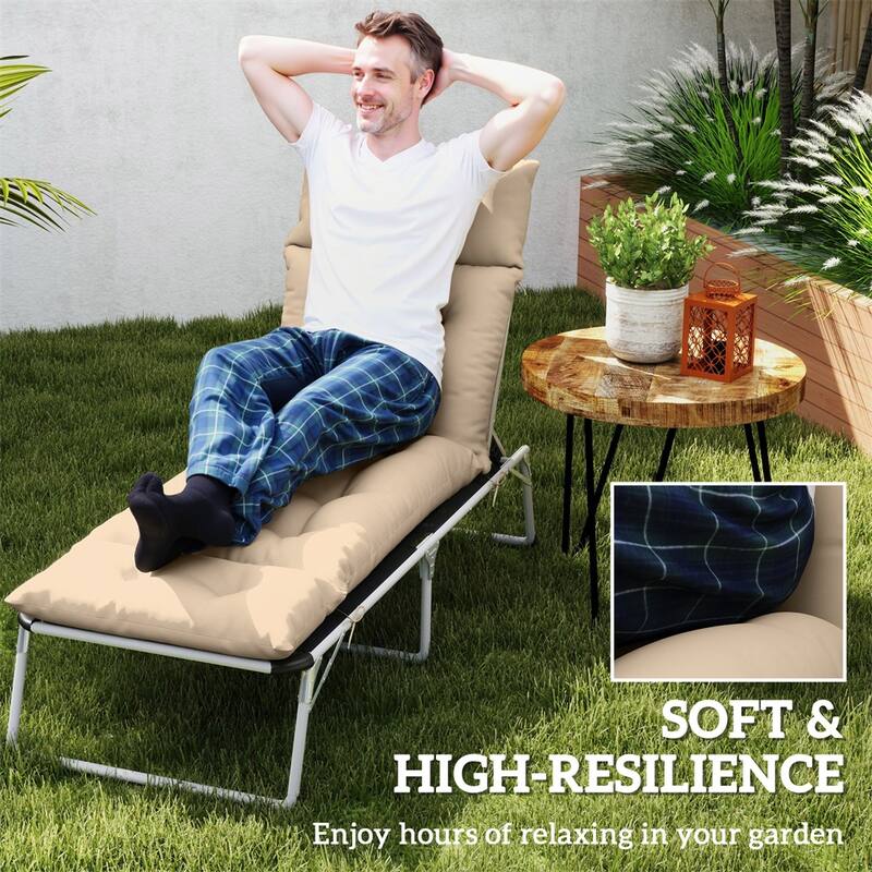 Outdoor and Indoor Lounge Chair Cushion Polyester Foam Padding Blue Brown UV Resistant Splash Proof - 74.8" L x 22" W x 3.9" D