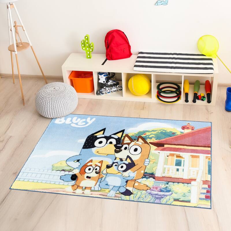 Licensed BBC Bluey Digital Printed Non-Slip Plush Polyester Youth Area Rug 3x5 - 3' 4" x 4' 6"