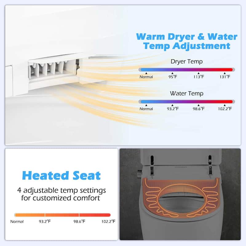 Costway Smart Toilet Elongated Bidet Toilet with Adjustable Heated - See Details