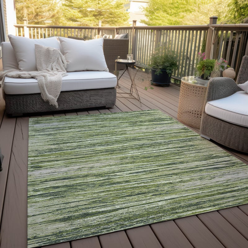 Machine Washable Indoor/ Outdoor Chantille Abstract Stripe Rug