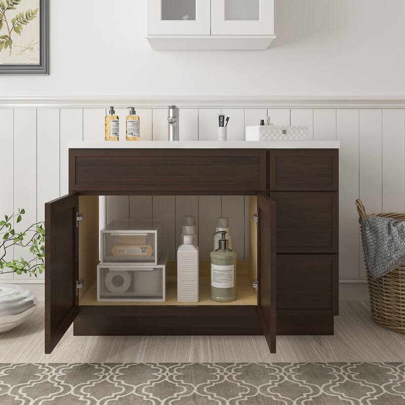 Vanity Art 42" Birch Freestanding Bathroom Vanity Cabinet without Top