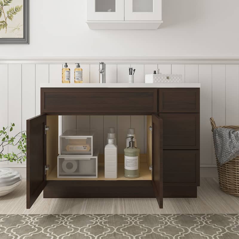 Vanity Art 51" Birch Freestanding Bathroom Vanity Cabinet without Top