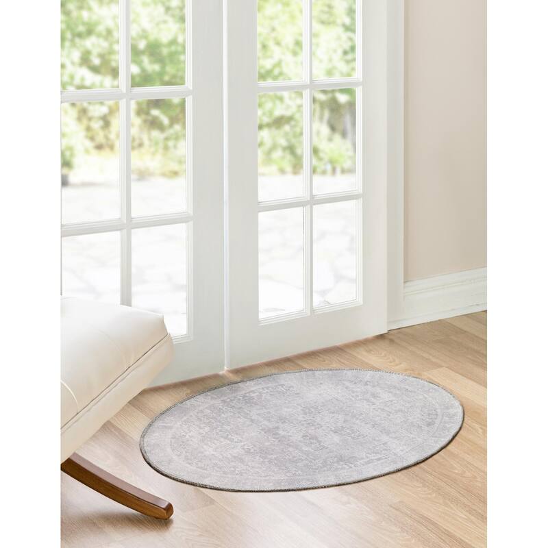 Transitional Rine Collection Area Rug - 2'x3'1" Oval - Gray