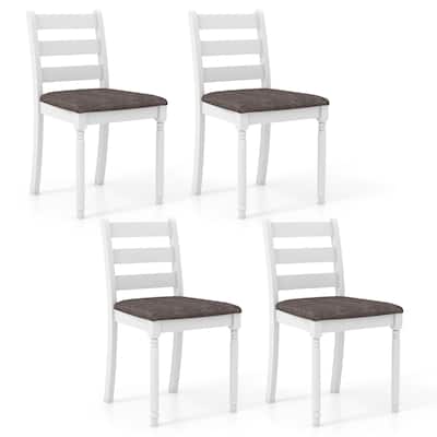 Gymax Wooden Dining Chair Set of 4 w/ Acacia Wood Legs Padded Cushion