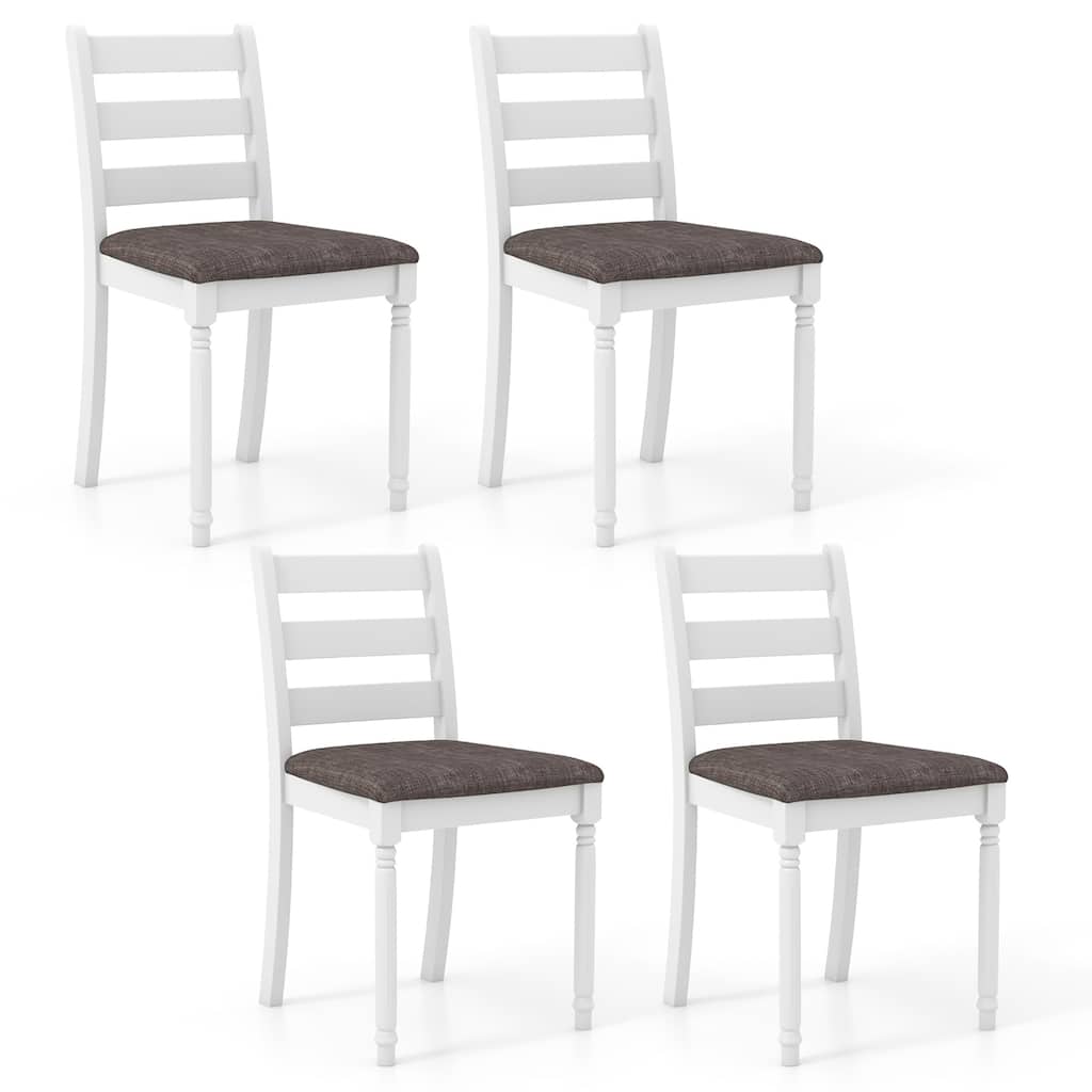 Gymax Wooden Dining Chair Set of 4 w/ Acacia Wood Legs Padded Cushion