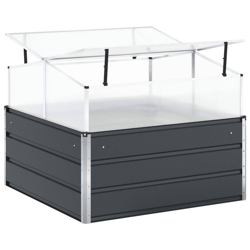 vidaXL Planter 39.37 x 39.37 x 30.31 in Galvanised Steel - 39.37 x 39.37 x 30.31