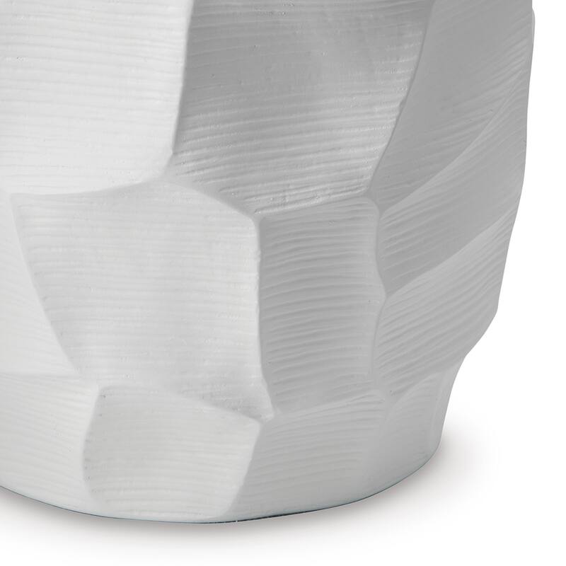 Legan 20 Inch Flower Vase, 3D Abstract Sculptural Art, White Polyresin