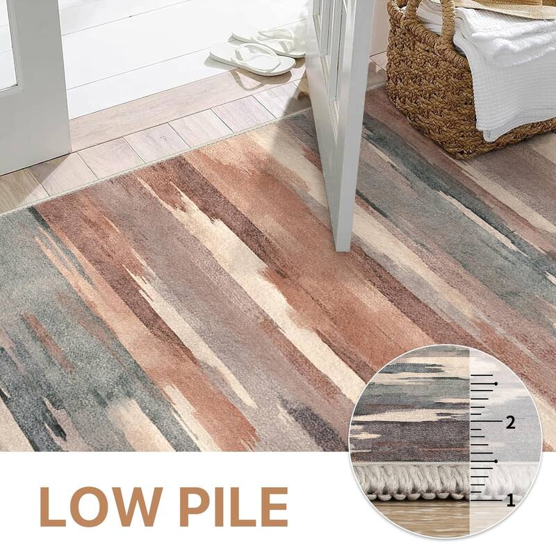 Mcow Modern Abstract Machine Washable Low Pile Area Rugs