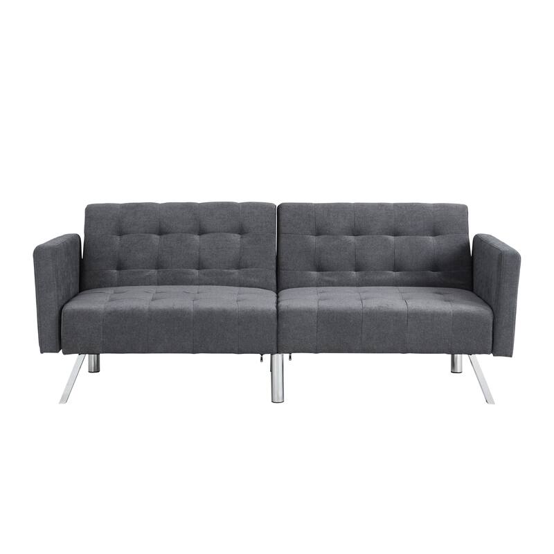 Convertible Folding Dark Grey Linen Sofa Bed for Small Spaces
