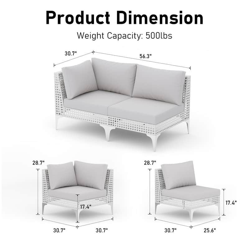 FINCATI Outdoor Wicker Modular Sectional Conversation Set with Cushions, Modern Patio Furniture Set