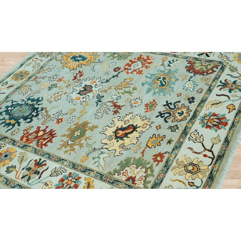 Mint Arts & Crafts Oushak Wool Rug 8x10 Hand Knotted by LoomBloom - 7' 11'' x 10'