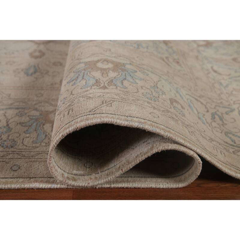 Hand-knotted Floral Distressed Tabriz Persian Rug Oriental Wool Carpet - 9'8" x 12'2"