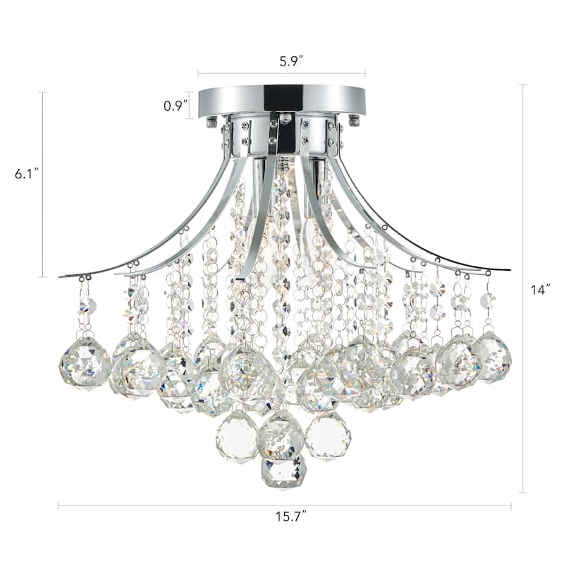 CO-Z 3-Light Crystal Raindrop Flush Mount Chandelier