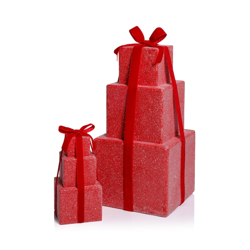 Stacked Presents Holiday Decorative Resin Figurine, 8.5" Tall