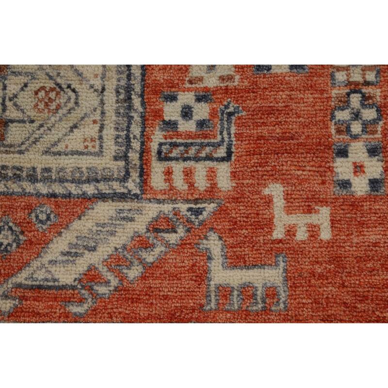 Hand Knotted Oriental 100% Wool Carpet Transitional Tribal Oranges & Rust Oushak Area Rug - 8' 11'' X 6' 5''