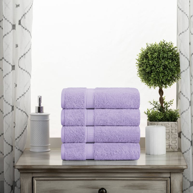 Superior Egyptian Cotton Pile Heavyweight Hand Towel Set of 4 - Purple