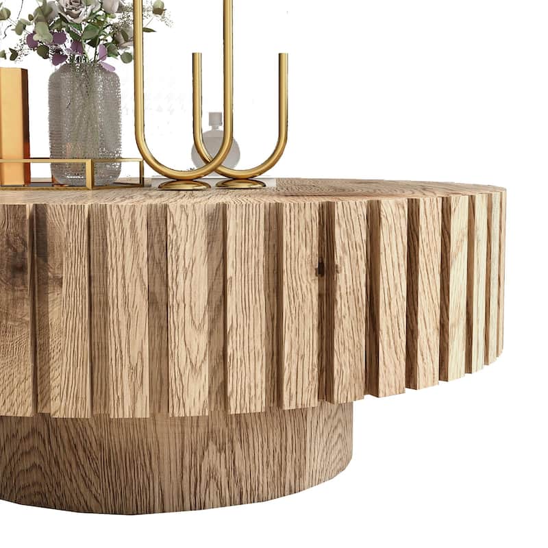 31.4" Modern Round Coffee Table – Minimalist Design with Natural Wood Grain, Sturdy Construction for Living Rooms, Studies.