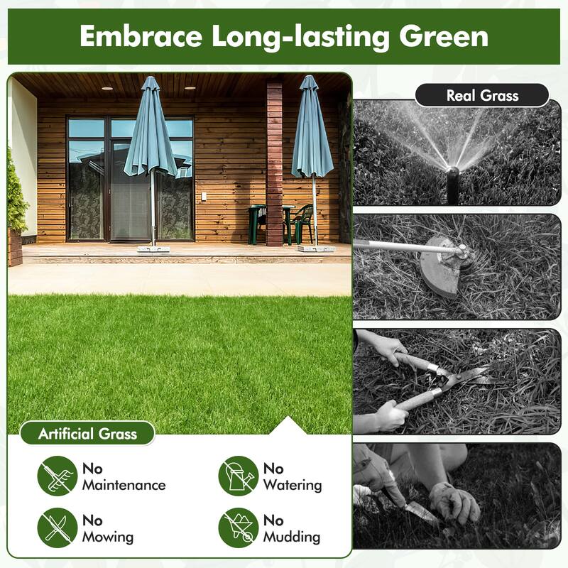 Gymax 12'' x 12'' Fake Grass Turf Outdoor Indoor Flooring Deck
