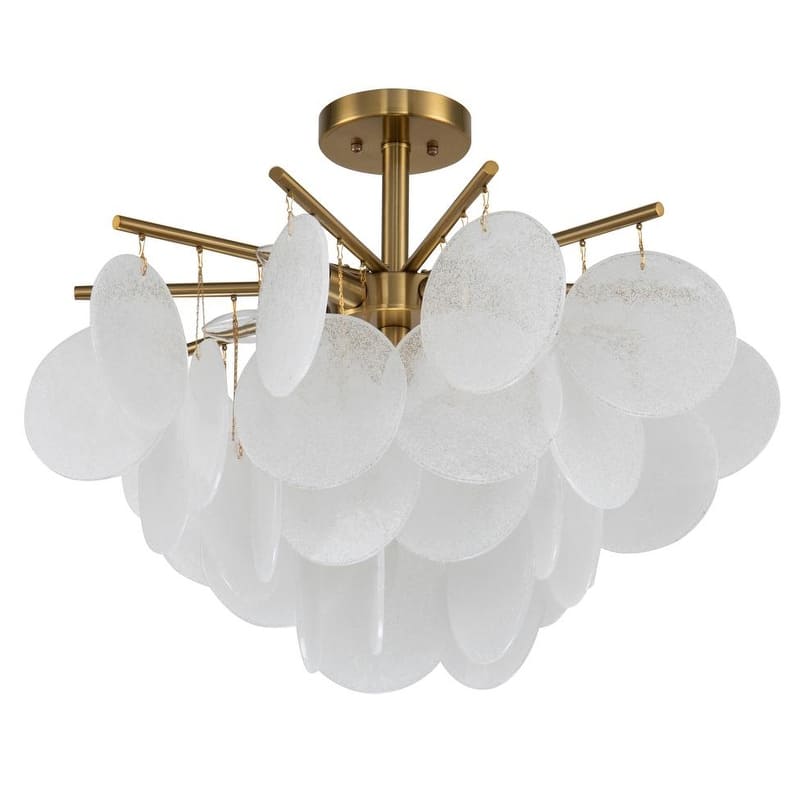 Gold Metal Flush Mount with Frosted Glass Globes