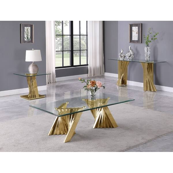 Best Quality Furniture Modern Glass Coffee Table Sets W Spiral Base Overstock 32887957 Coffee Table End Table Console Table Silver Glass