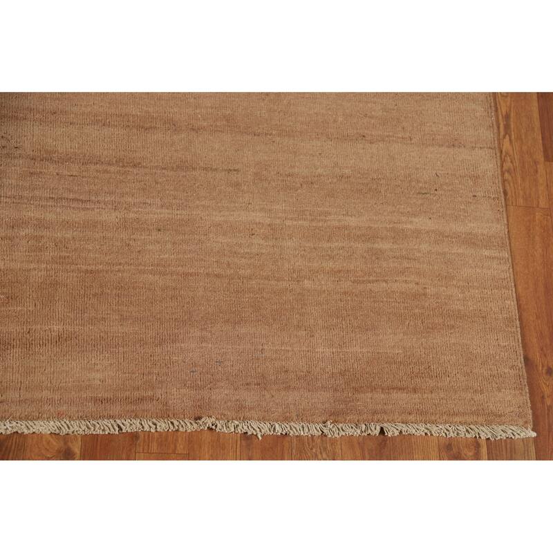 Light Brown Modern Gabbeh Oriental Area Rug Hand-Knotted Wool Carpet - 6'7" x 9'10"