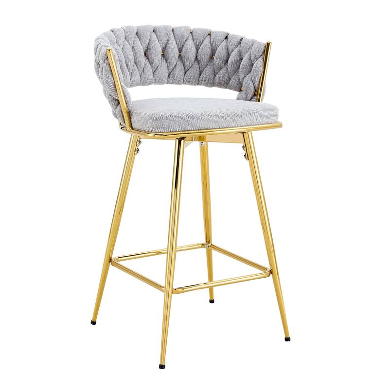 Modern Swivel Bar Stool with Adjustable Foot Pad and Non-Slip Foot Ring, Counter Height Dining Chairs Set of 2