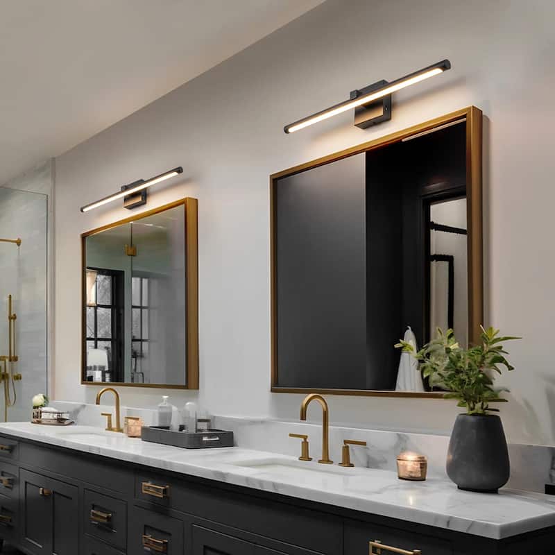 1-Light 23.6" Modern Linear Black Bathroom Vanity Light Integrated LED Color-Changing Lighting Fixtures Over Mirror