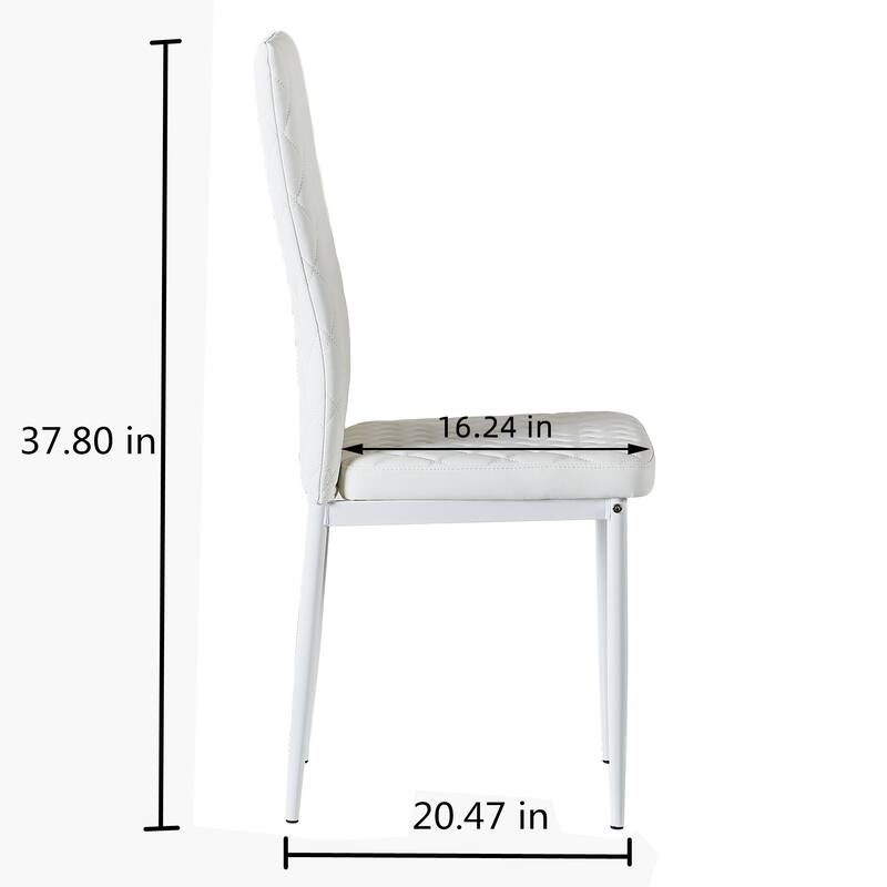 Set of 6 Faux Leather Dining Chairs Modern Sprayed Metal Frame