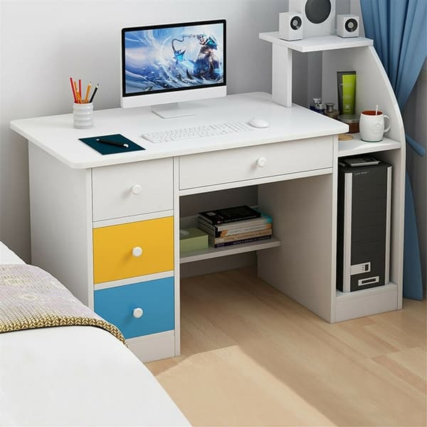 Computer Desk With Drawer Shelf Laptop Office Desk Home Modern Small Desks  - Bed Bath & Beyond - 33021323