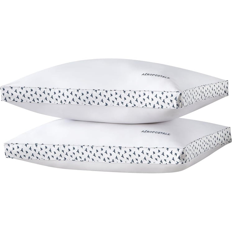 Aeropostale Seagulls Bed Pillows, 2 Pack with Printed Gusset
